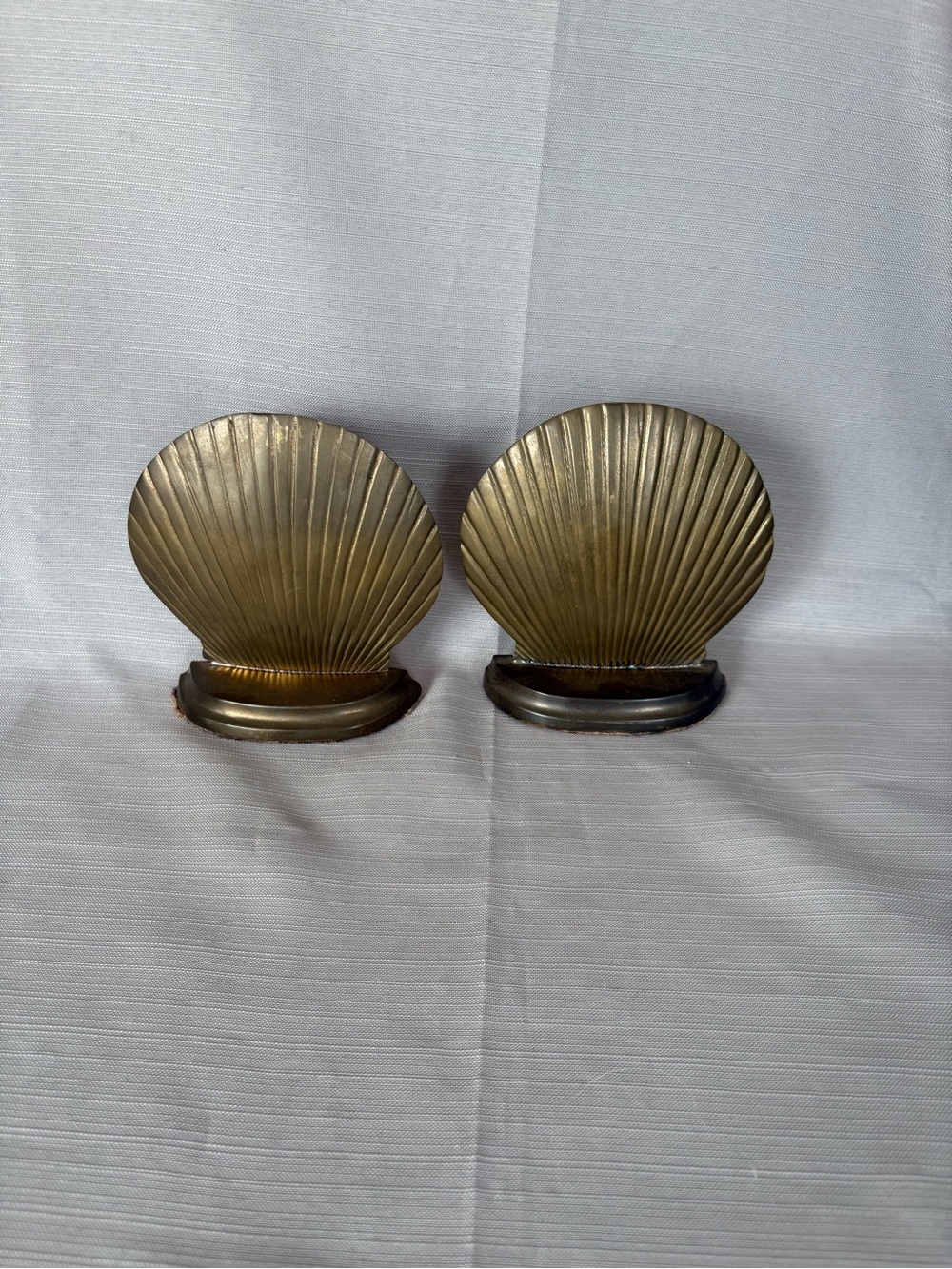Vintage Brass Shell Bookends - Pair